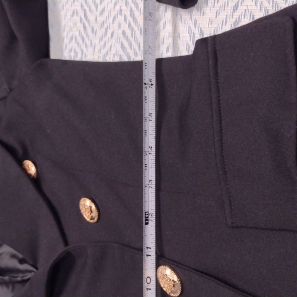 Attitude Unknown Chic Black Double-Breasted Blazer with Gold Accents - Picture 16 of 16